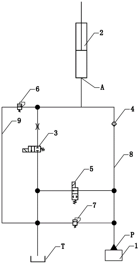 Single-acting hydraulic cylinder tractor suspension hydraulic system based on electromagnetic digital valve