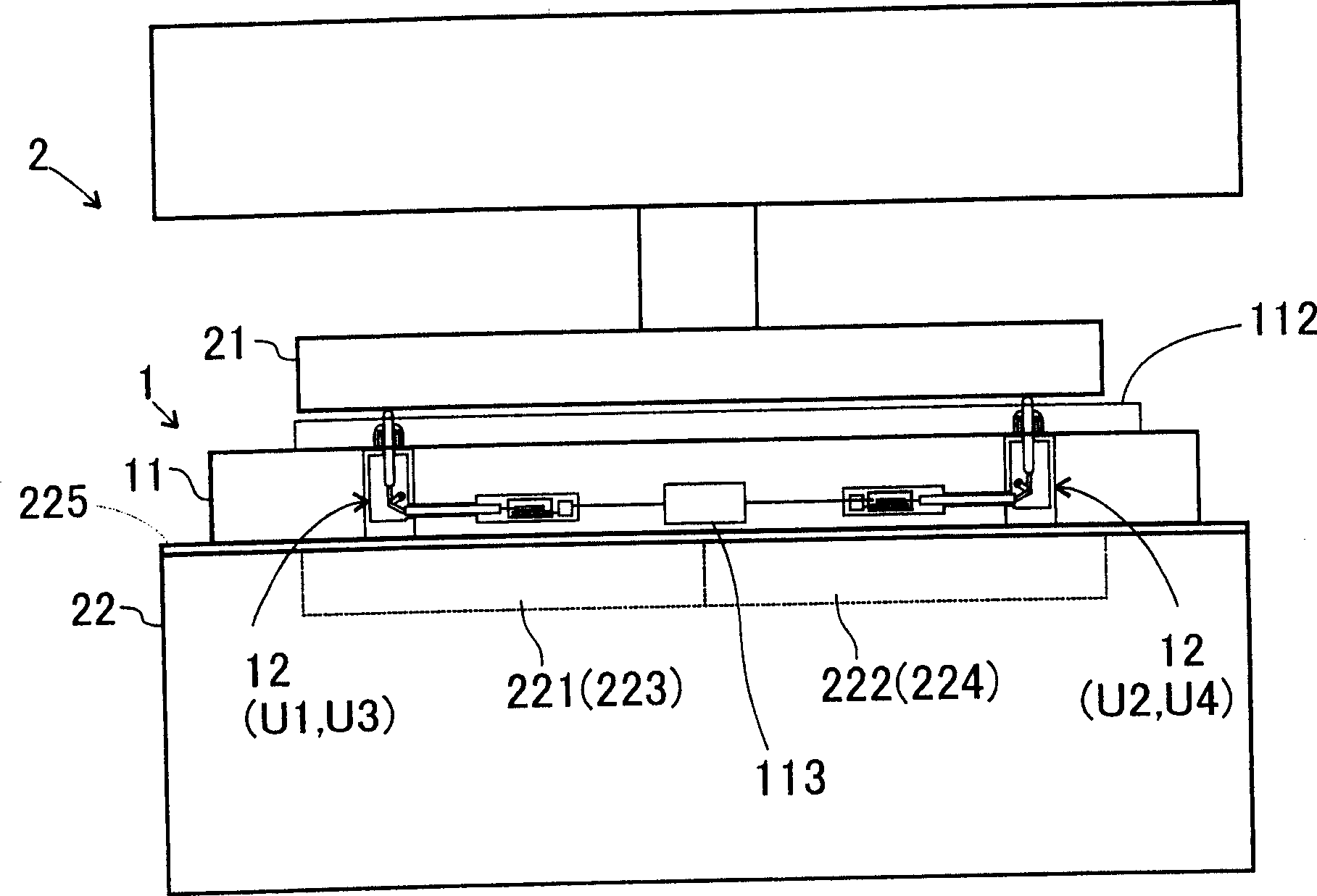 Board for measuring parallelism between surfaces of upper and lower surface plates, system for measuring parallelism between surfaces of upper and lower surface plates, and method for adjusting distan