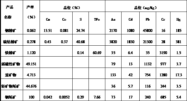 Physical ore dressing removal method for heavy metals in copper tailing