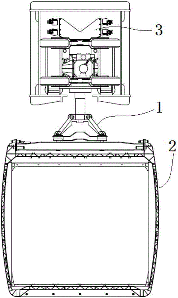 Parking connecting structure of suspension type monorail vehicle and suspension type monorail vehicle