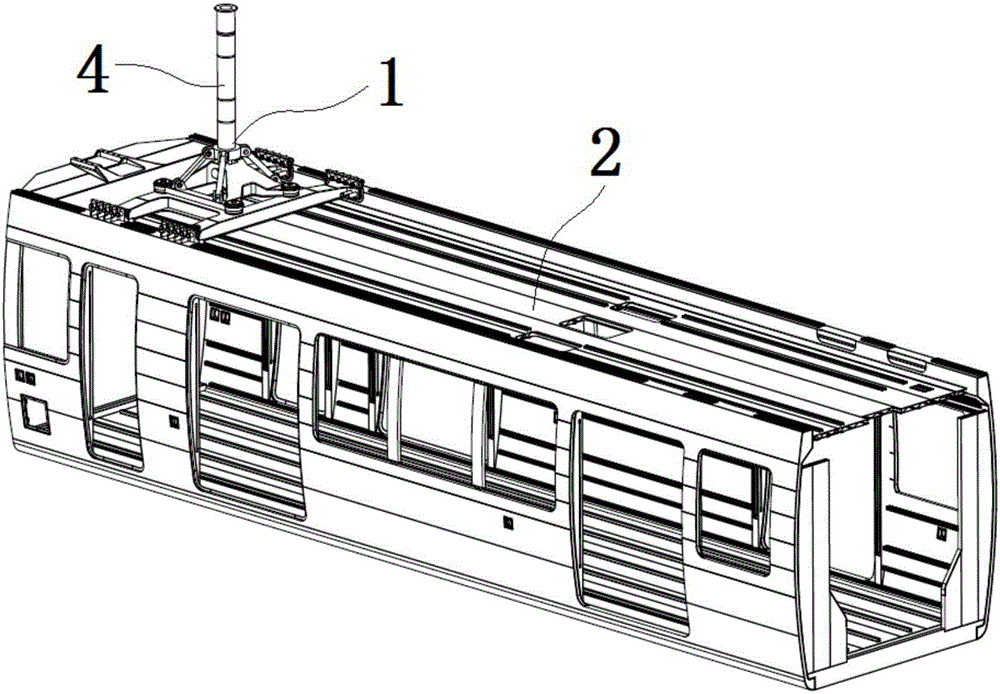 Parking connecting structure of suspension type monorail vehicle and suspension type monorail vehicle