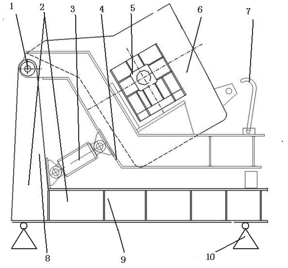 Hot-metal bottle tipping device with weighing