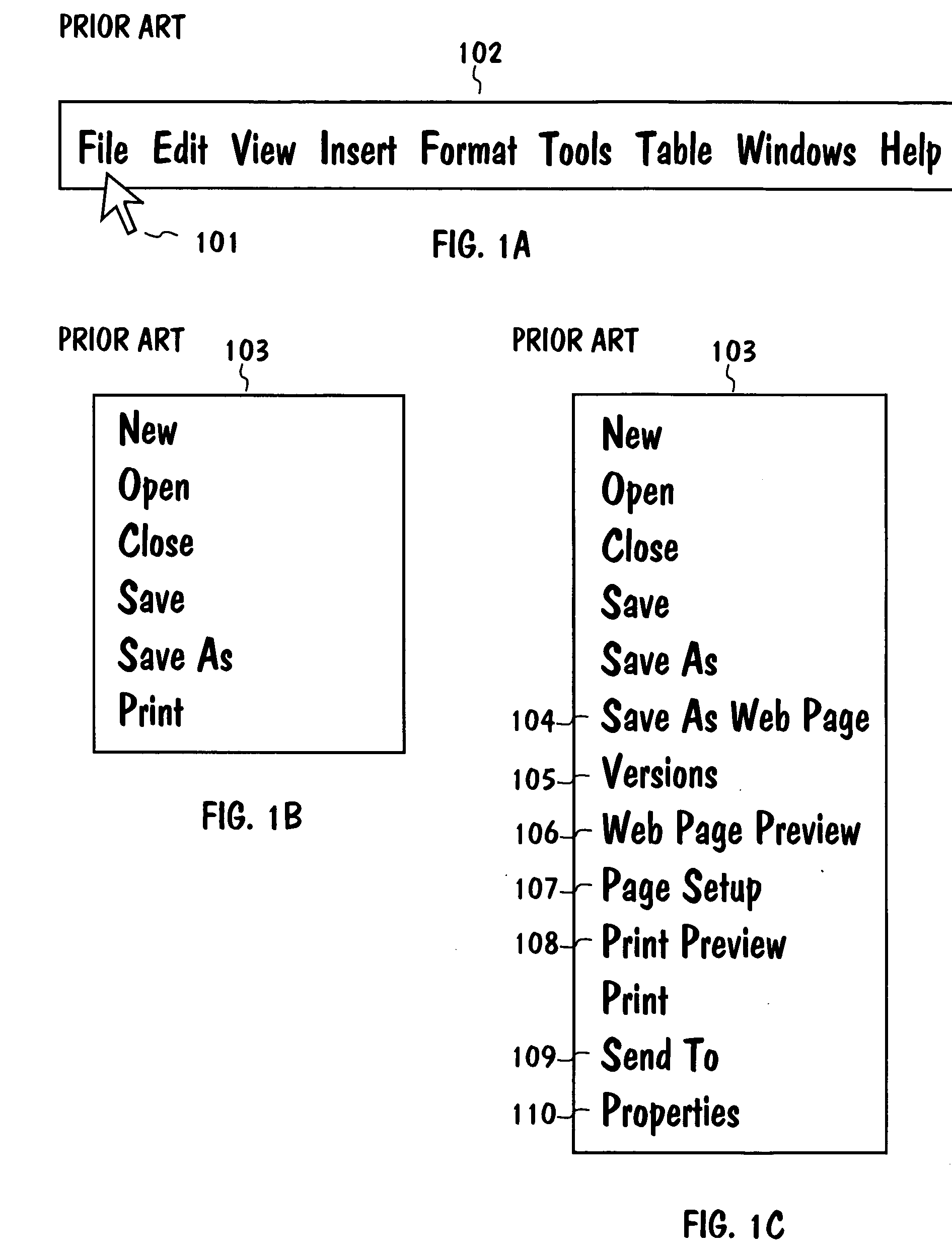 Varying-content menus for touch screens