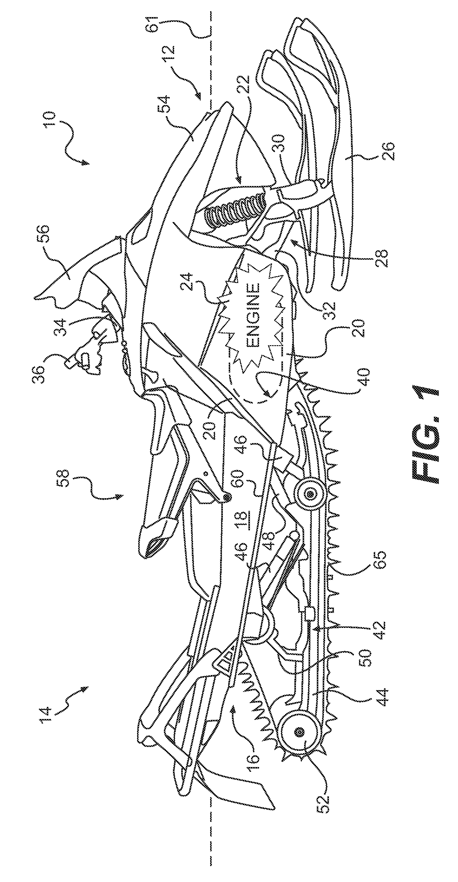 Snowmobile with improved drive train