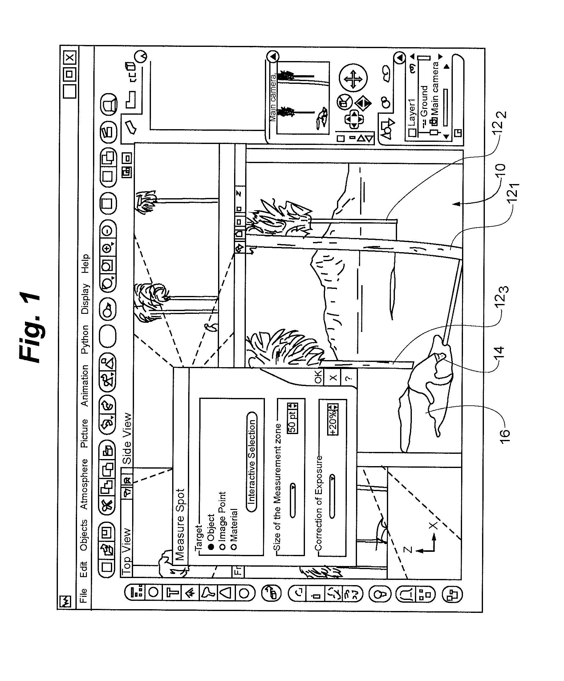 Method for producing three-dimensional views using a brightness control