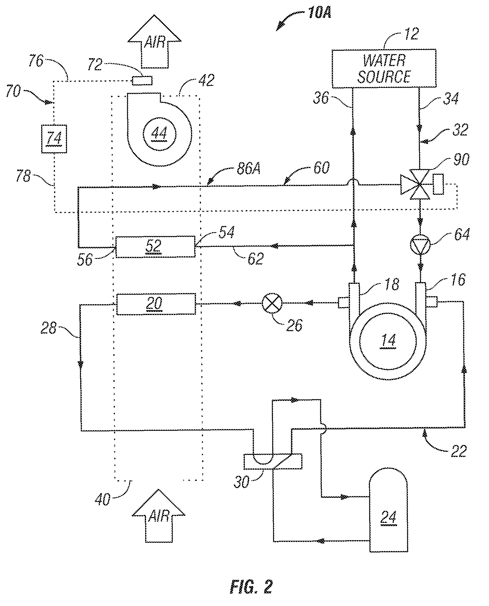 Water-cooled air conditioning system using condenser water regeneration for precise air reheat in dehumidifying mode