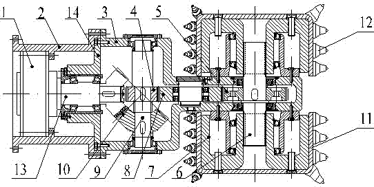 Tunnelling and excavating integrated machine cutting head