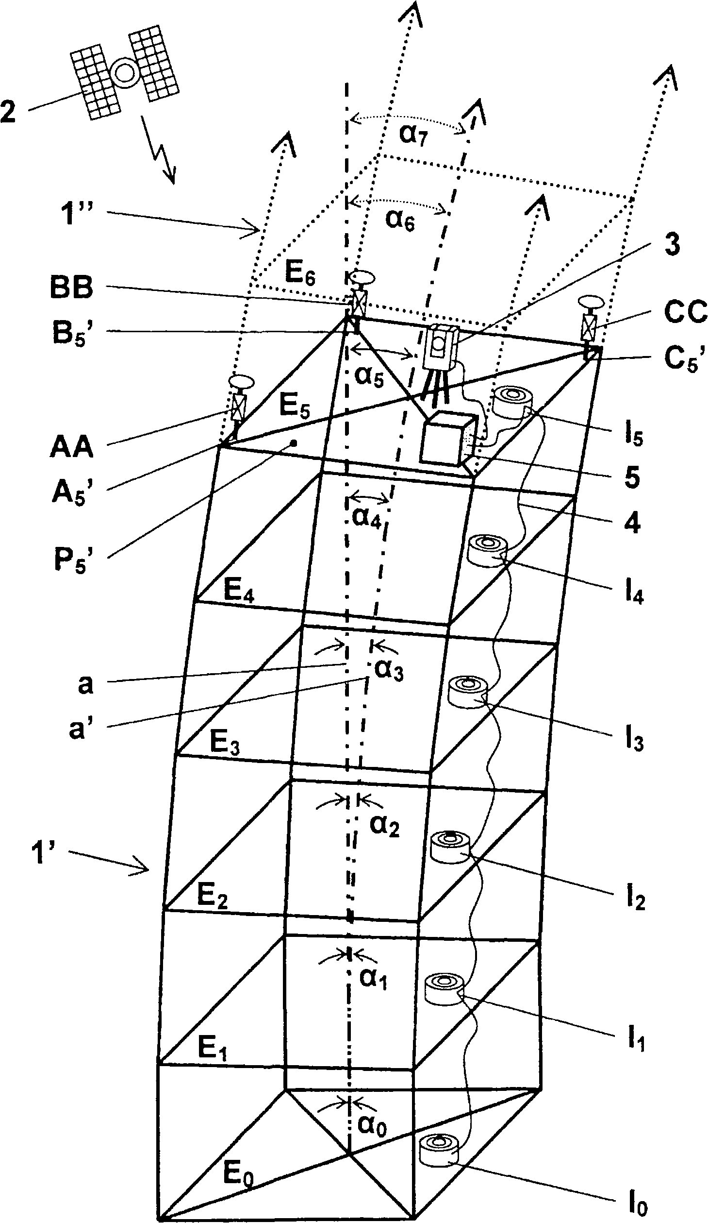 Surveying procedure and system for a high-rise structure