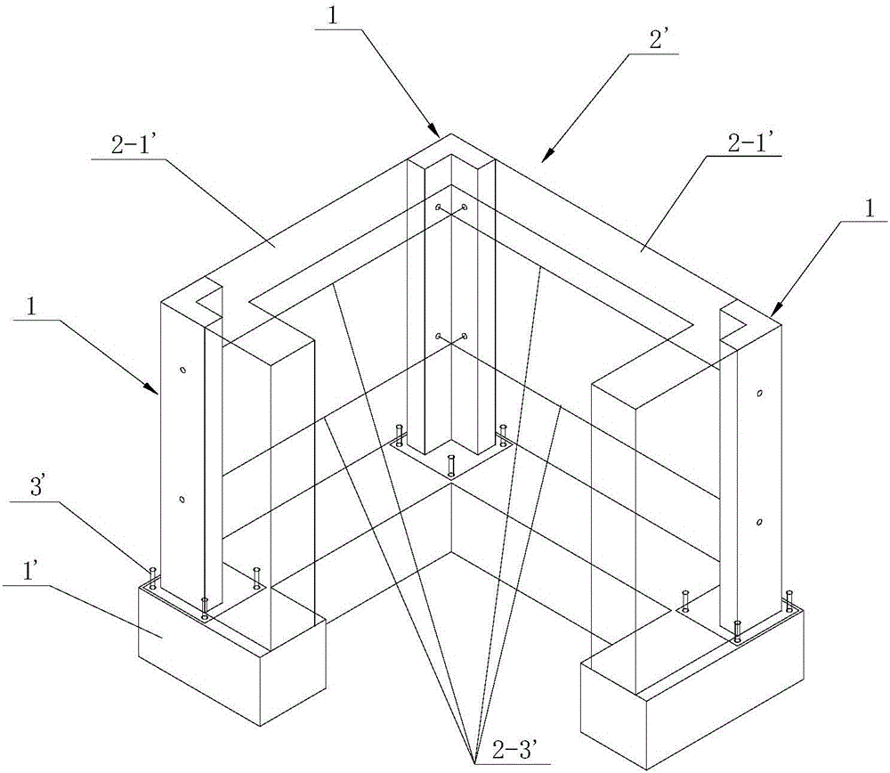 Prefabricated constructional column used at exposed corner of wall and rammed earth wall structure as well as construction method thereof