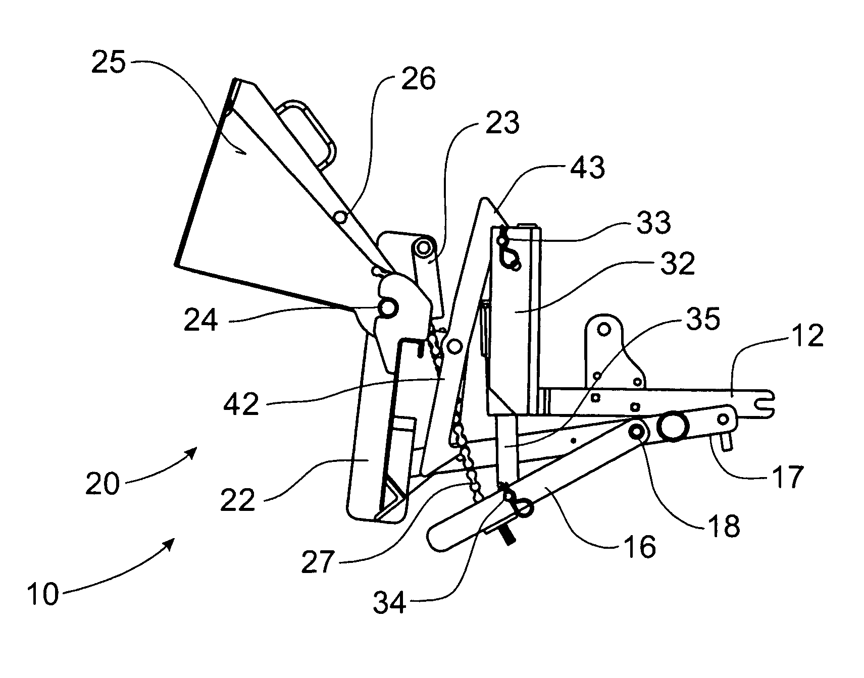 Bucket loader for small tractors and all terrain vehicles