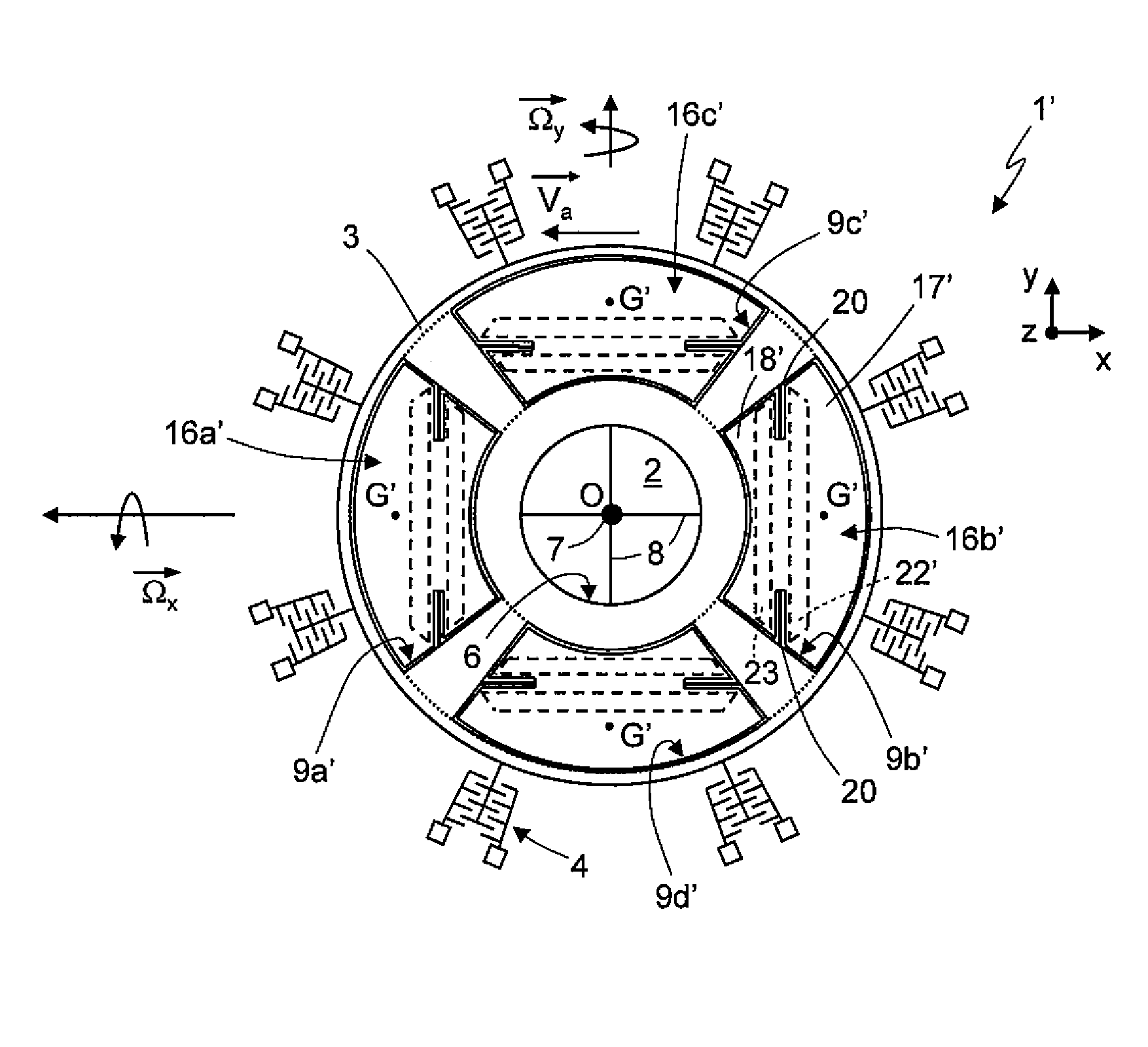 High sensitivity microelectromechanical sensor with rotary driving motion