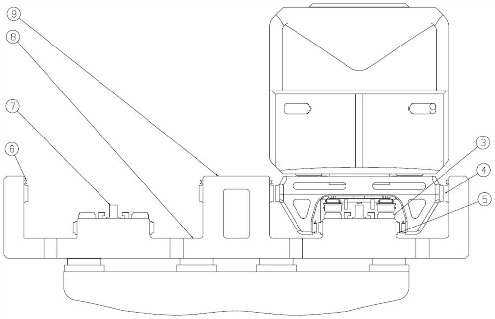 Superconducting magnetic levitation and guide internally-embedded type low straddle type air rail traffic system