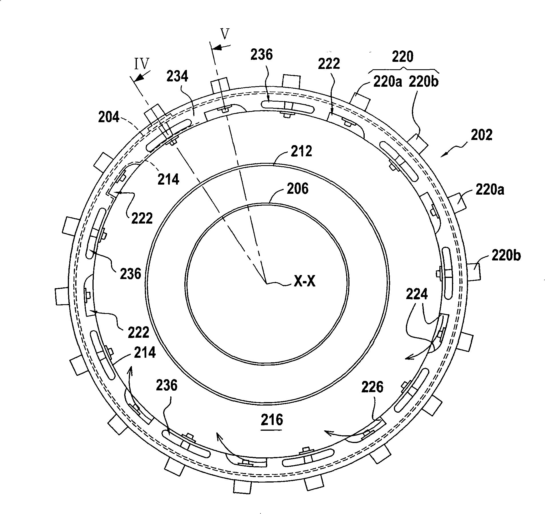 Turbomachine combustion chamber with helical air circulation