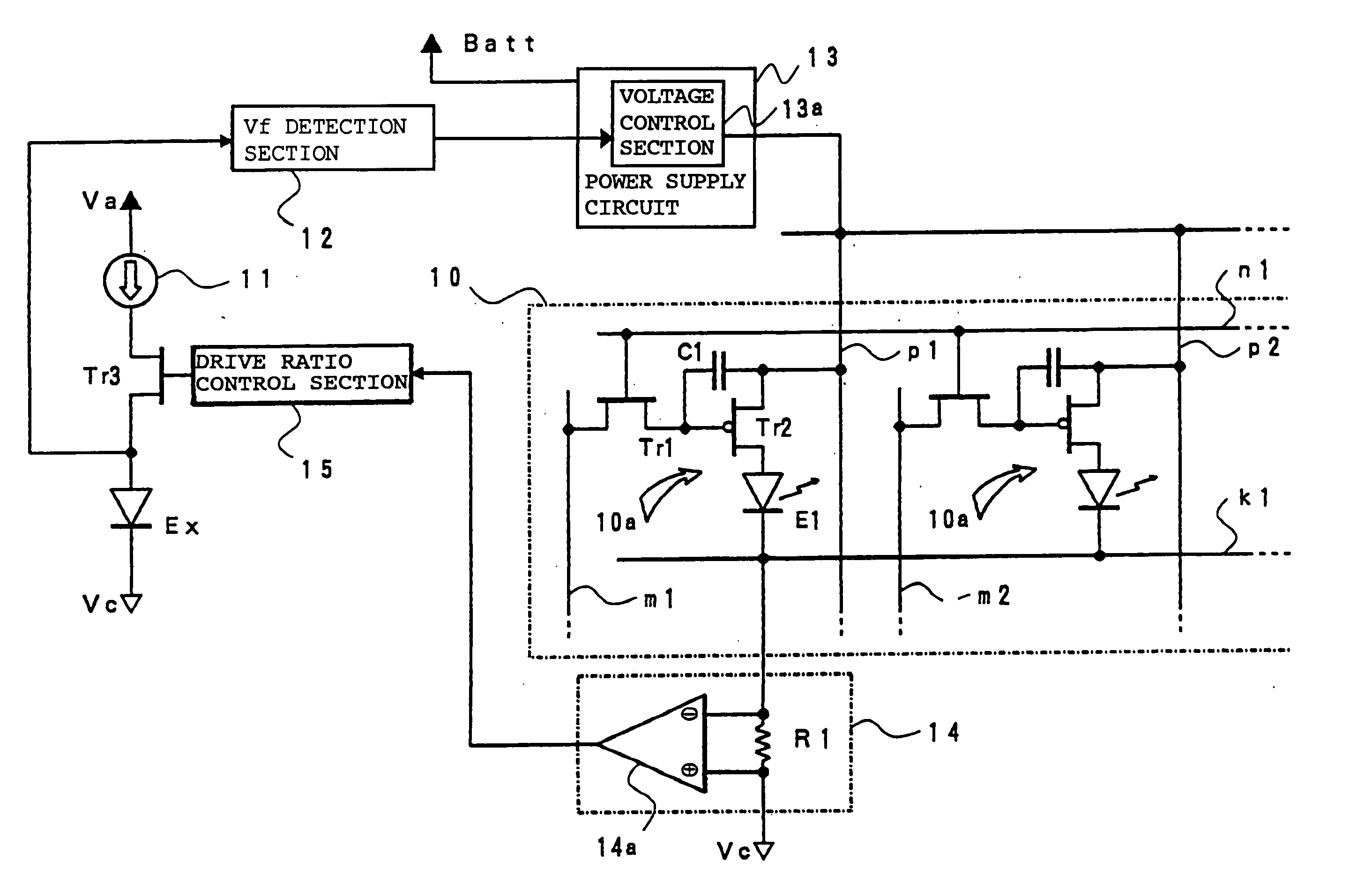 Drive device of light emitting display panel