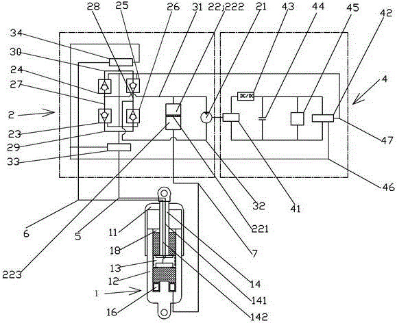 Energy feedback shock absorber with damping stiffness changing along with road condition