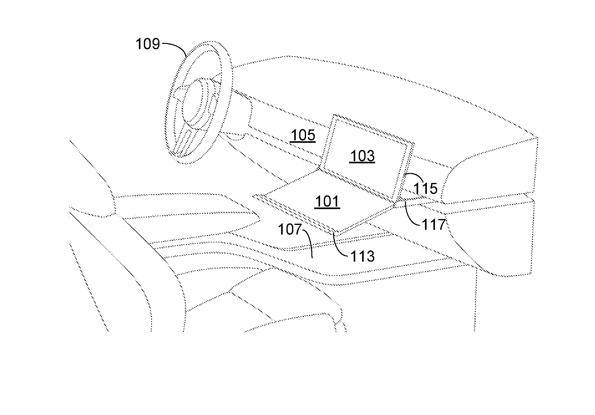 Retractable workstation integrated into the passenger cabin of a vehicle