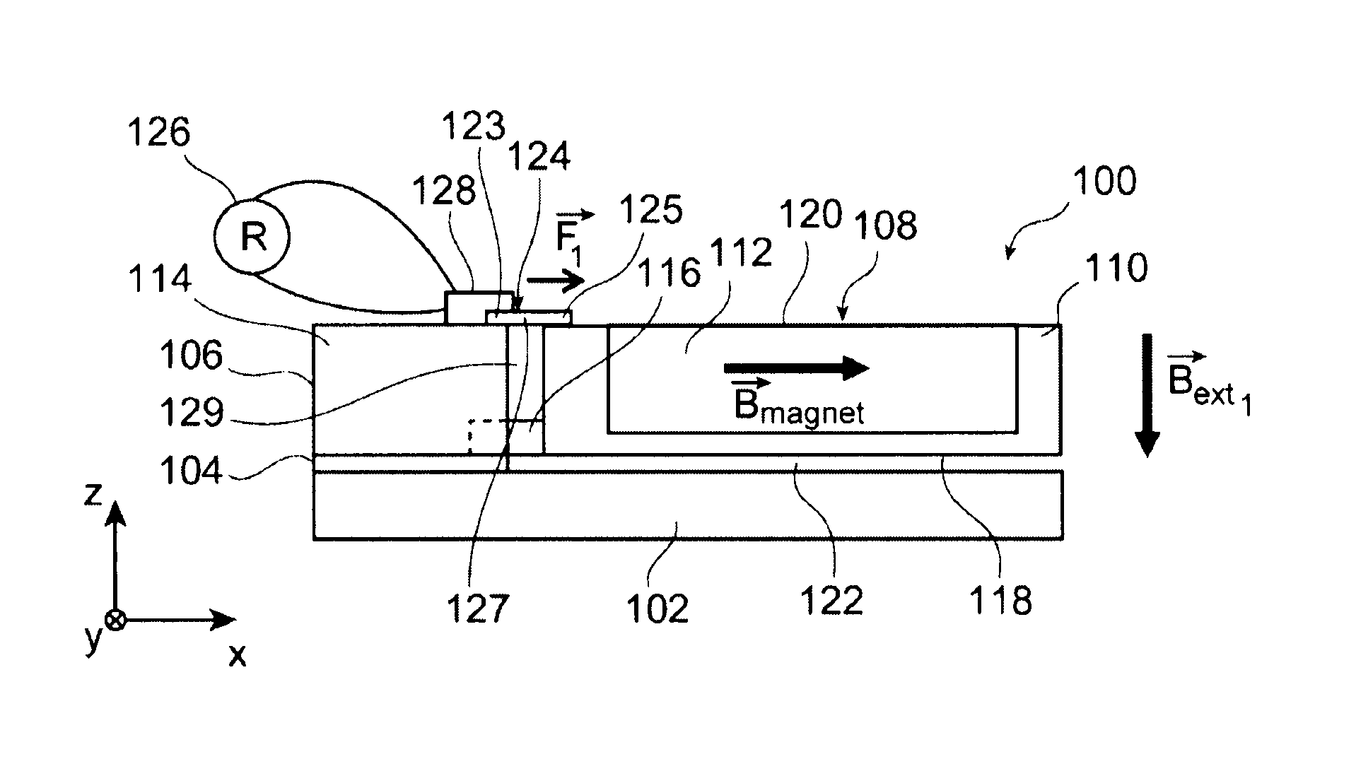 Magnetic field sensor with suspended stress gauge