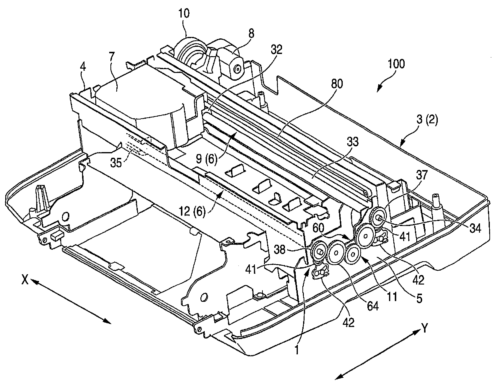 Gap adjusting device, recording apparatus and liquid ejection apparatus