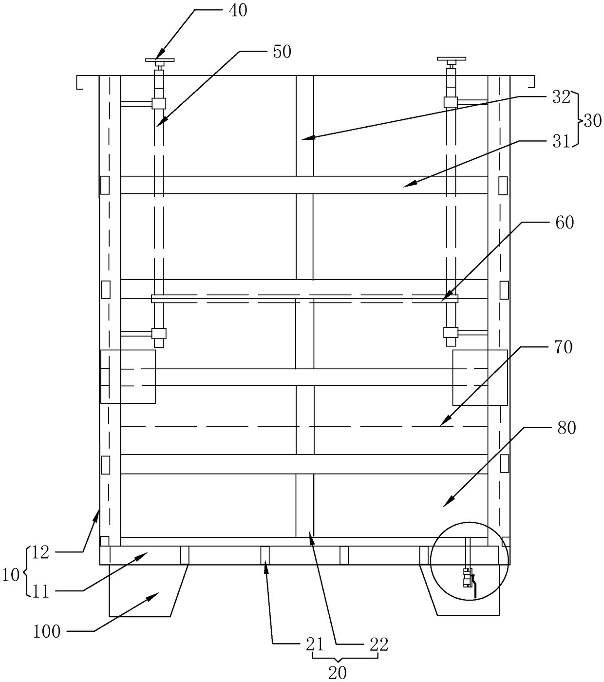 Square yarn bucket with slumping prevention