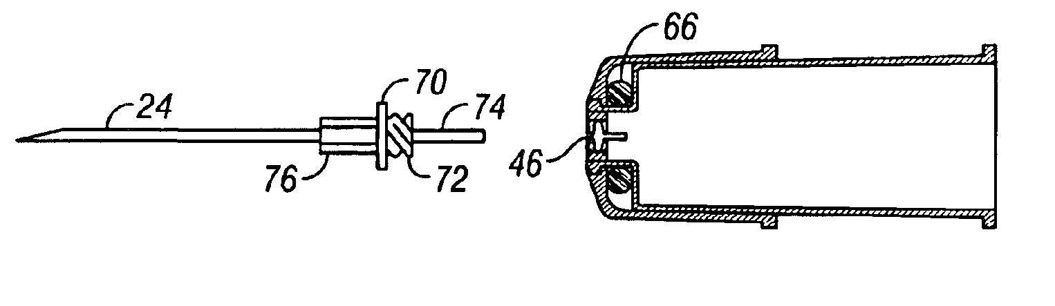 One hand needle release system