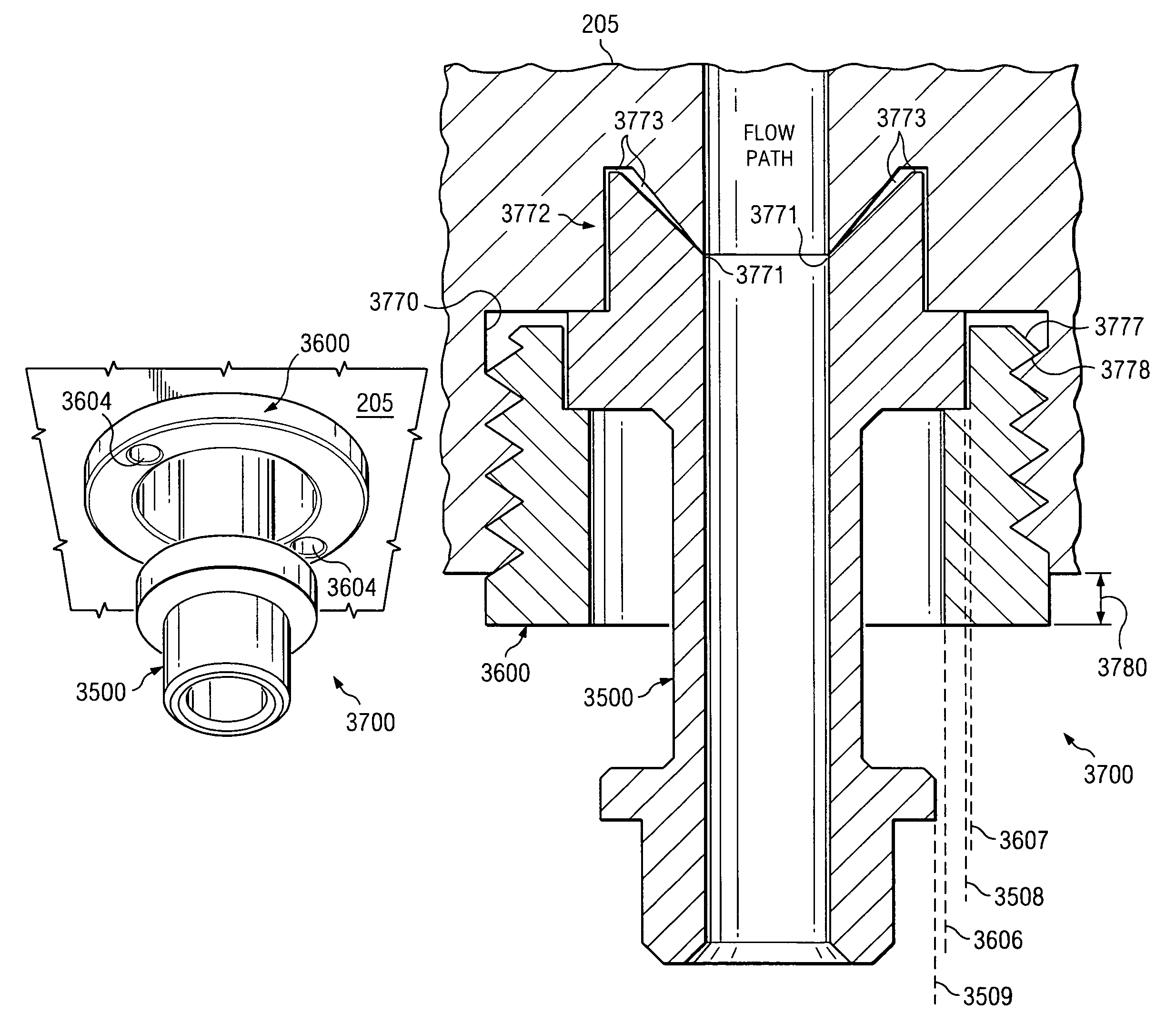 O-ring-less low profile fittings and fitting assemblies