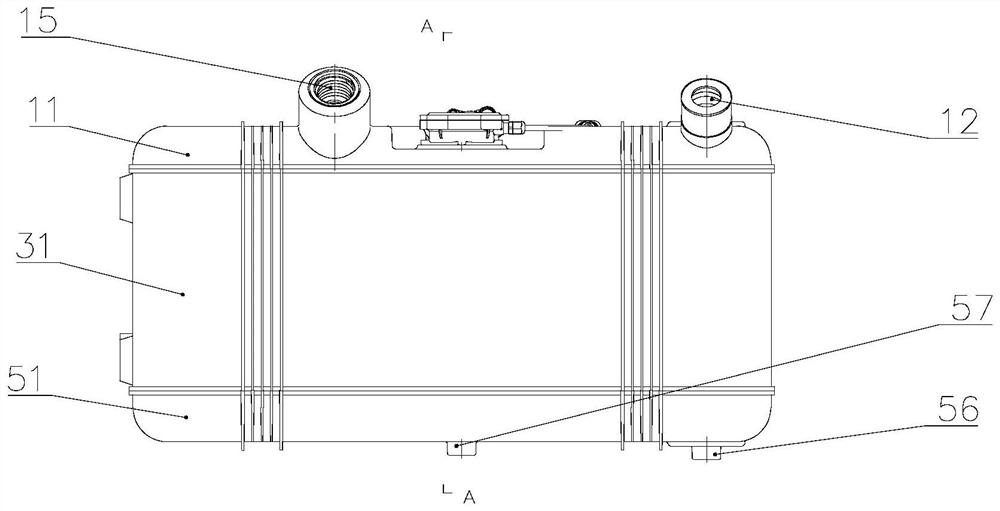 A grid-shaped fuel tank