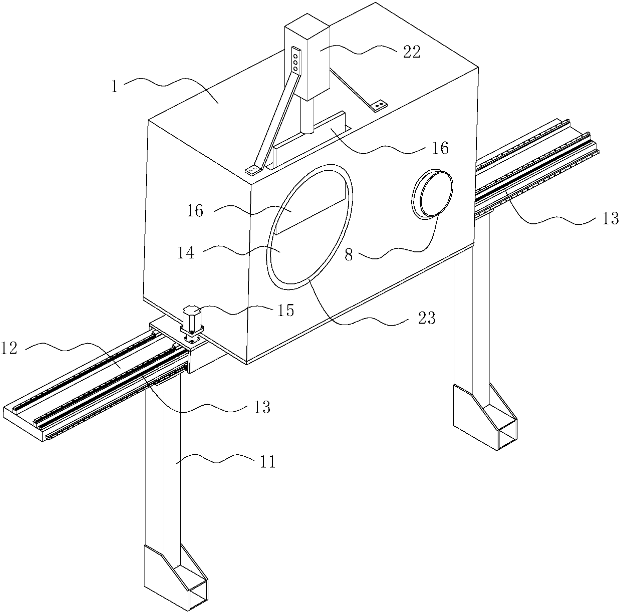 A kind of training device for basketball full-court running, passing and catching