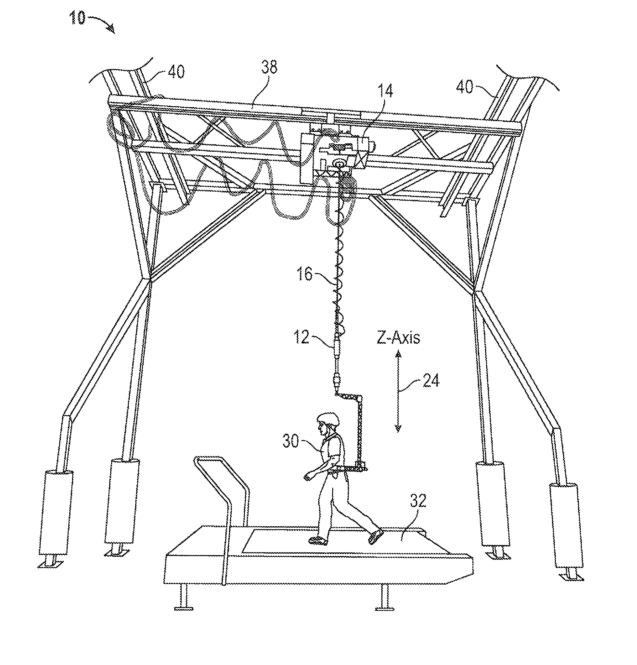 Active response gravity offload and method