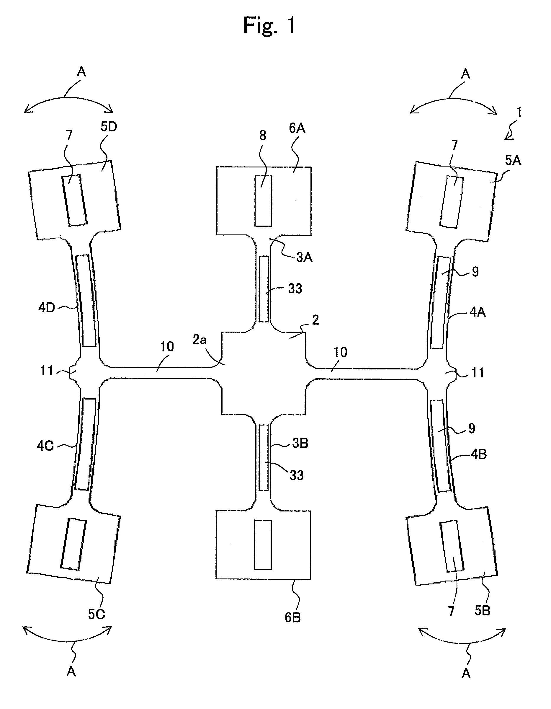 Structures for supporting vibrators and devices for measuring physical quantities