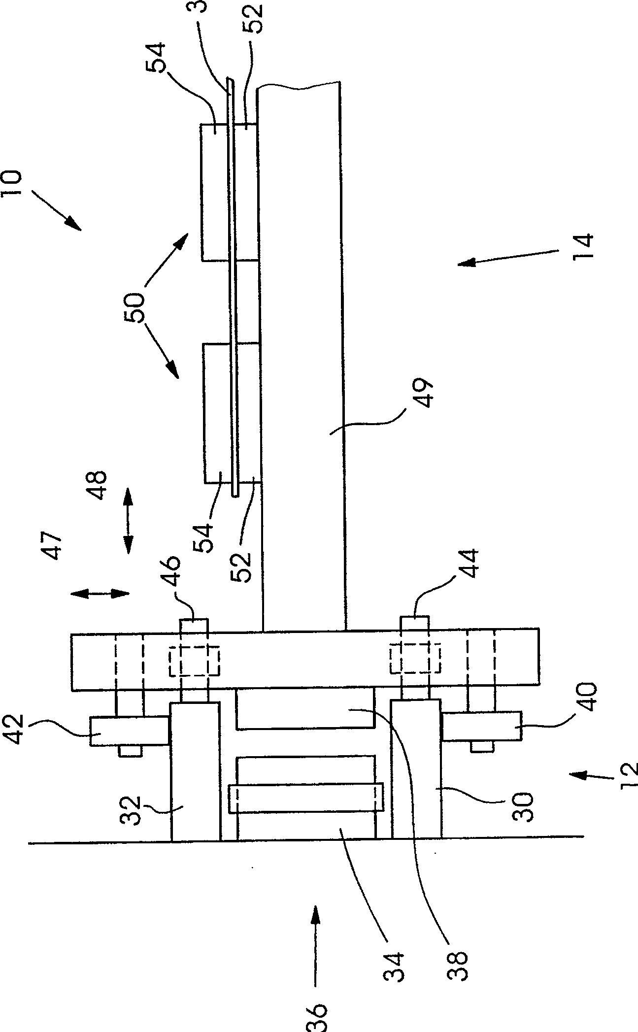 Device for conveying printing material in a machine, conveyor system therein and manufacture method