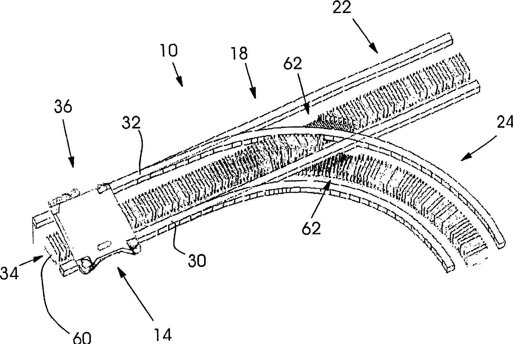 Device for conveying printing material in a machine, conveyor system therein and manufacture method