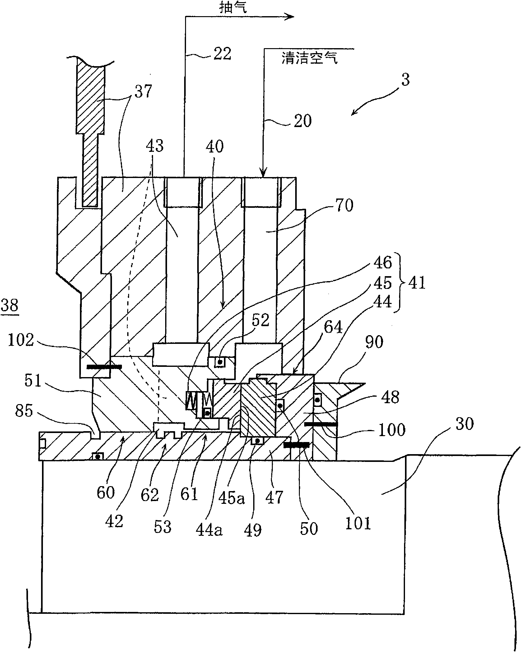 A shaft sealing structure of a steam compressor in a vacuum concentration device