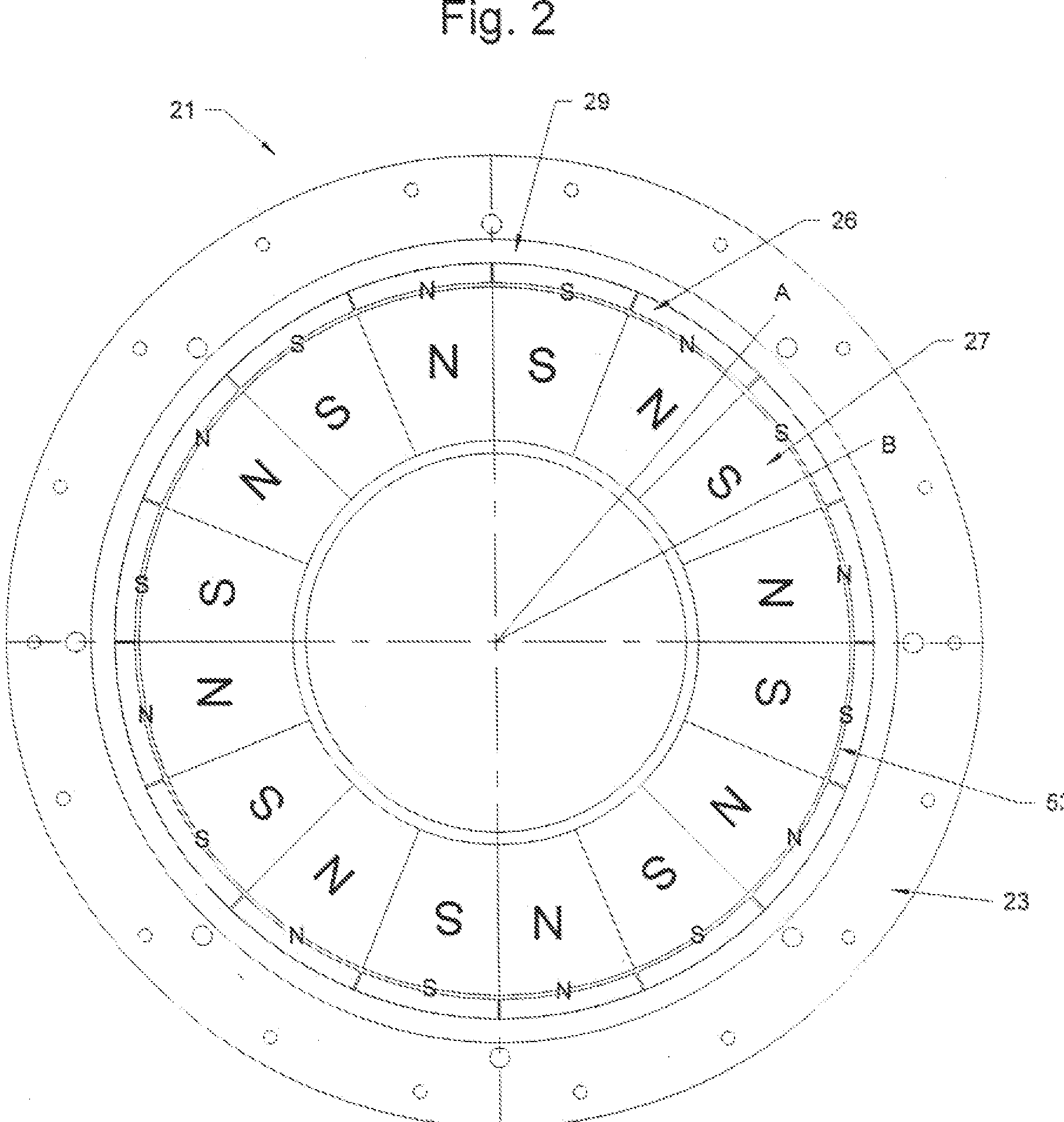 Three-gapped motor with outer rotor and stationary shaft