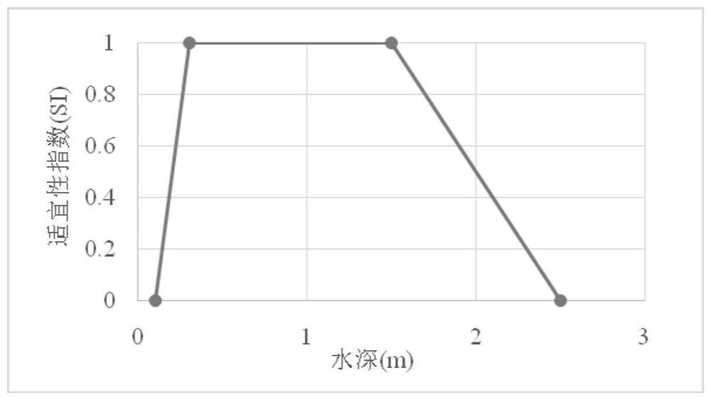 Method for calculating suitable area of river fish habitat based on ecological habits