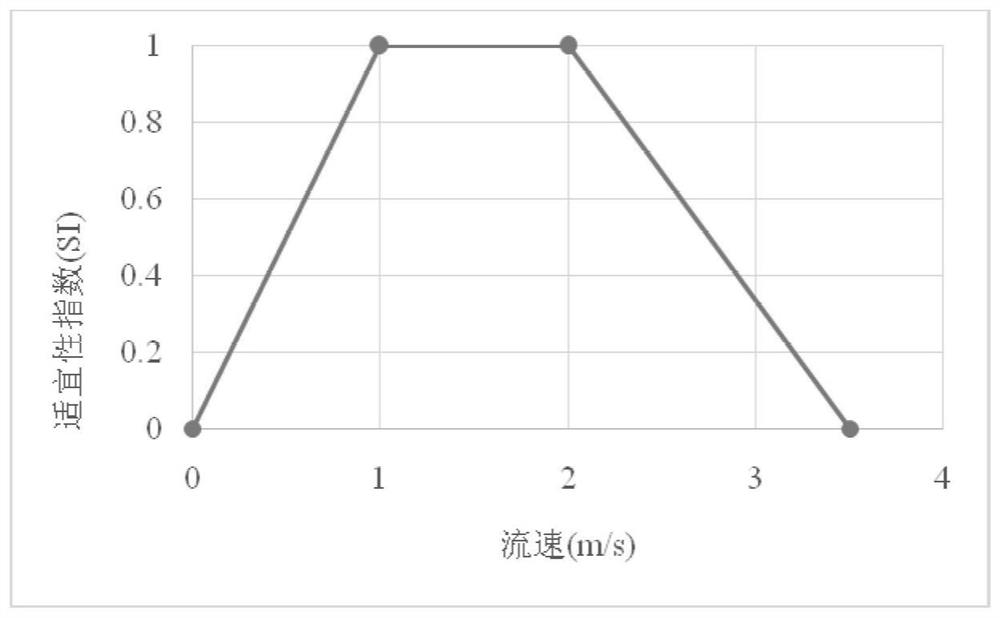 Method for calculating suitable area of river fish habitat based on ecological habits