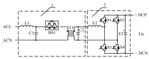 AC chopper-full bridge rectified ac-dc converter