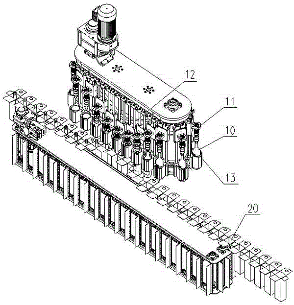 A material bottle cartoning machine and its cartoning process