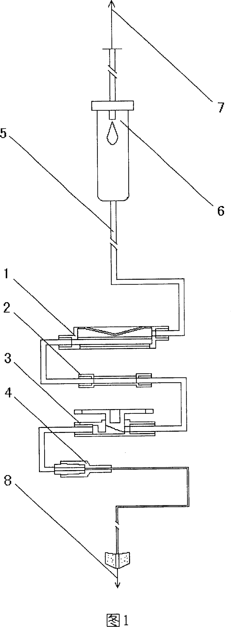 The position and the sequence of versatile exhausting box and flow governor on the transfusional device