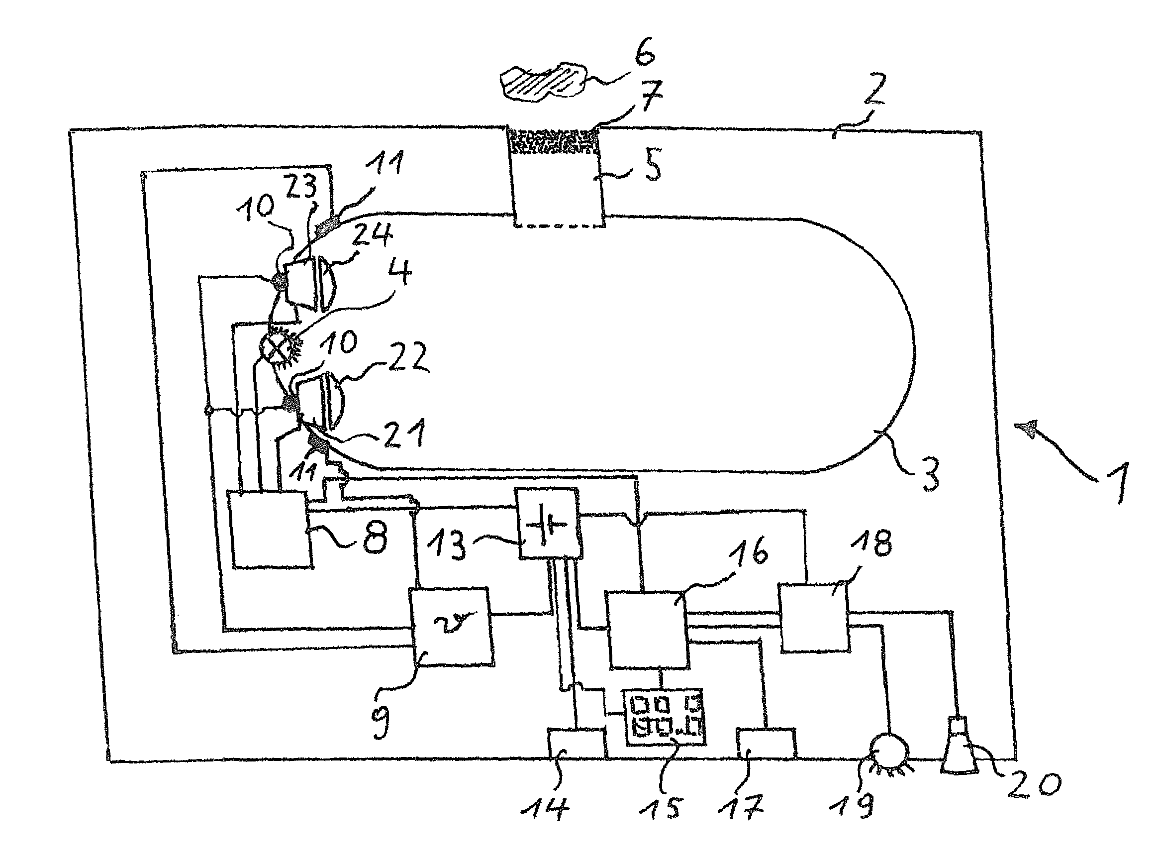 Device with a measurement arrangement for optical measurement of gases and gas mixtures, with compensation of environmental effects