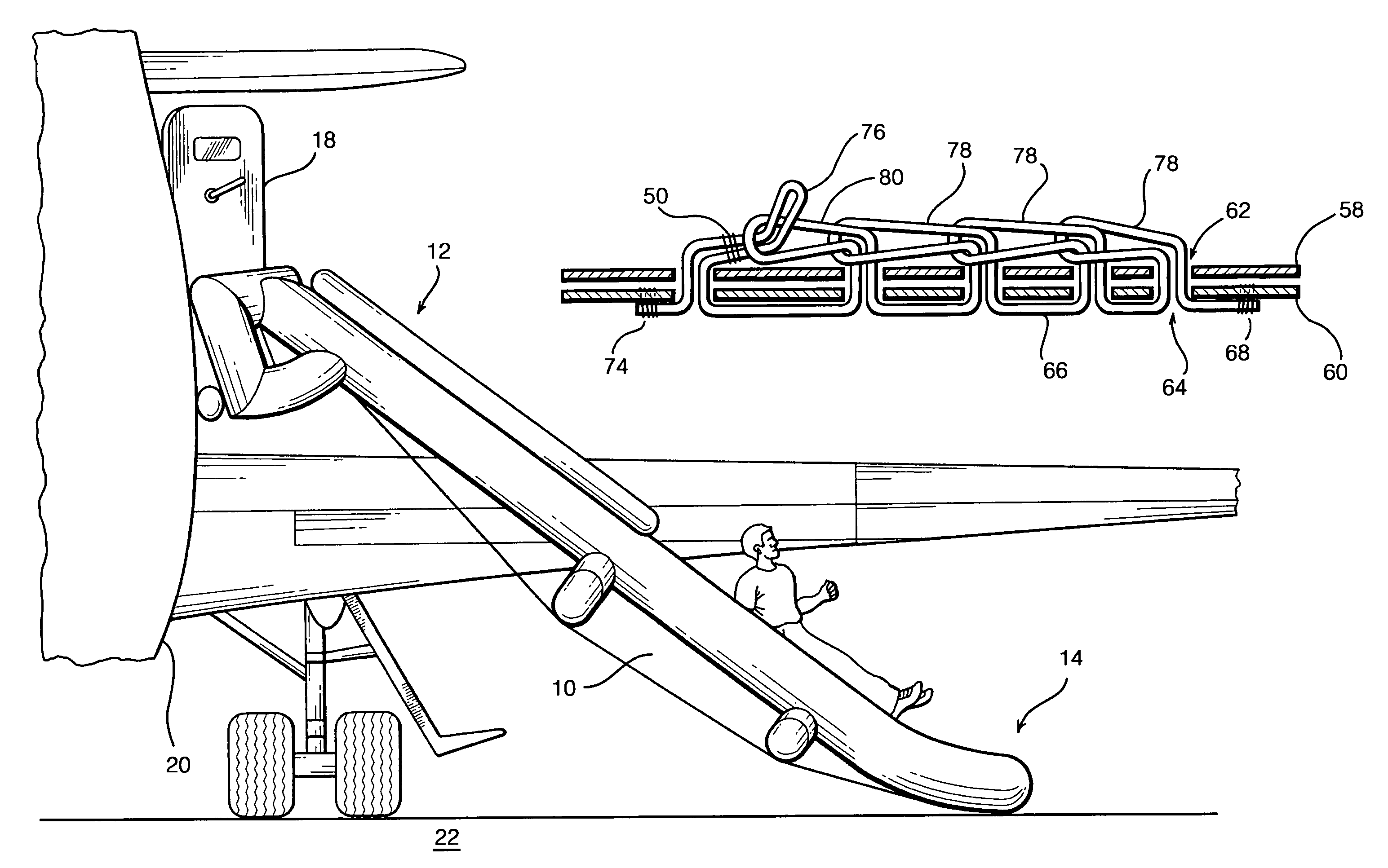 Breakaway lacing for emergency evacuation slide