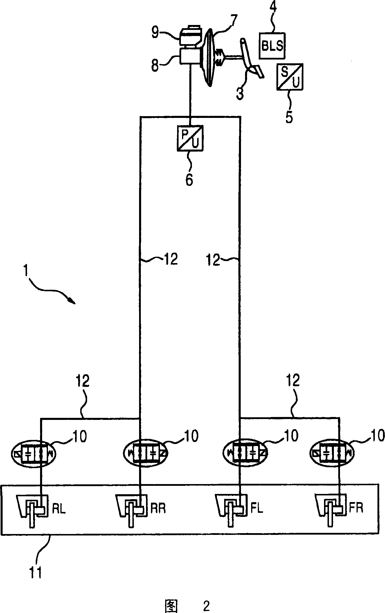 Recovery of energy in a hybrid vehicle comprising a hydraulic or pneumatic braking system