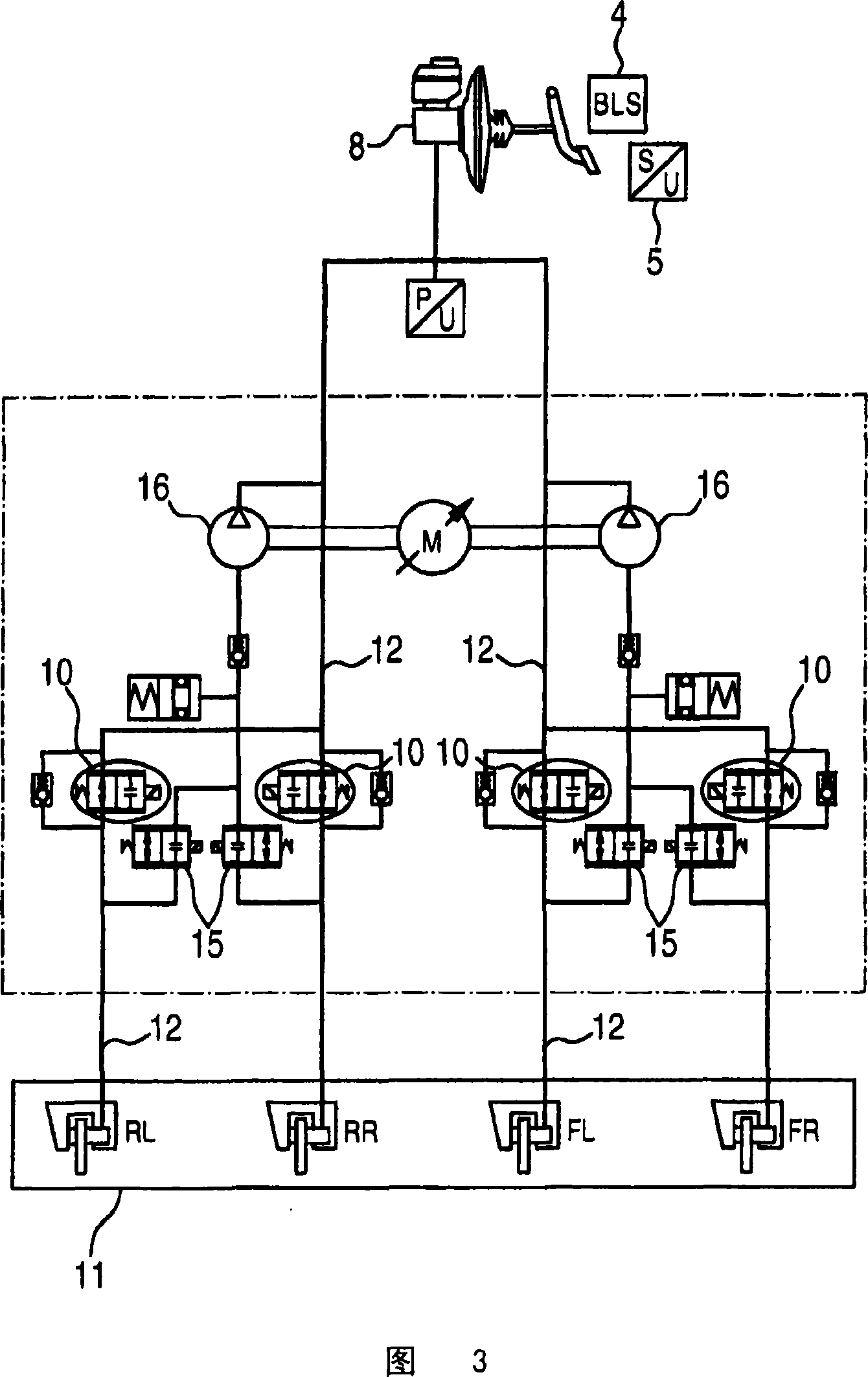 Recovery of energy in a hybrid vehicle comprising a hydraulic or pneumatic braking system