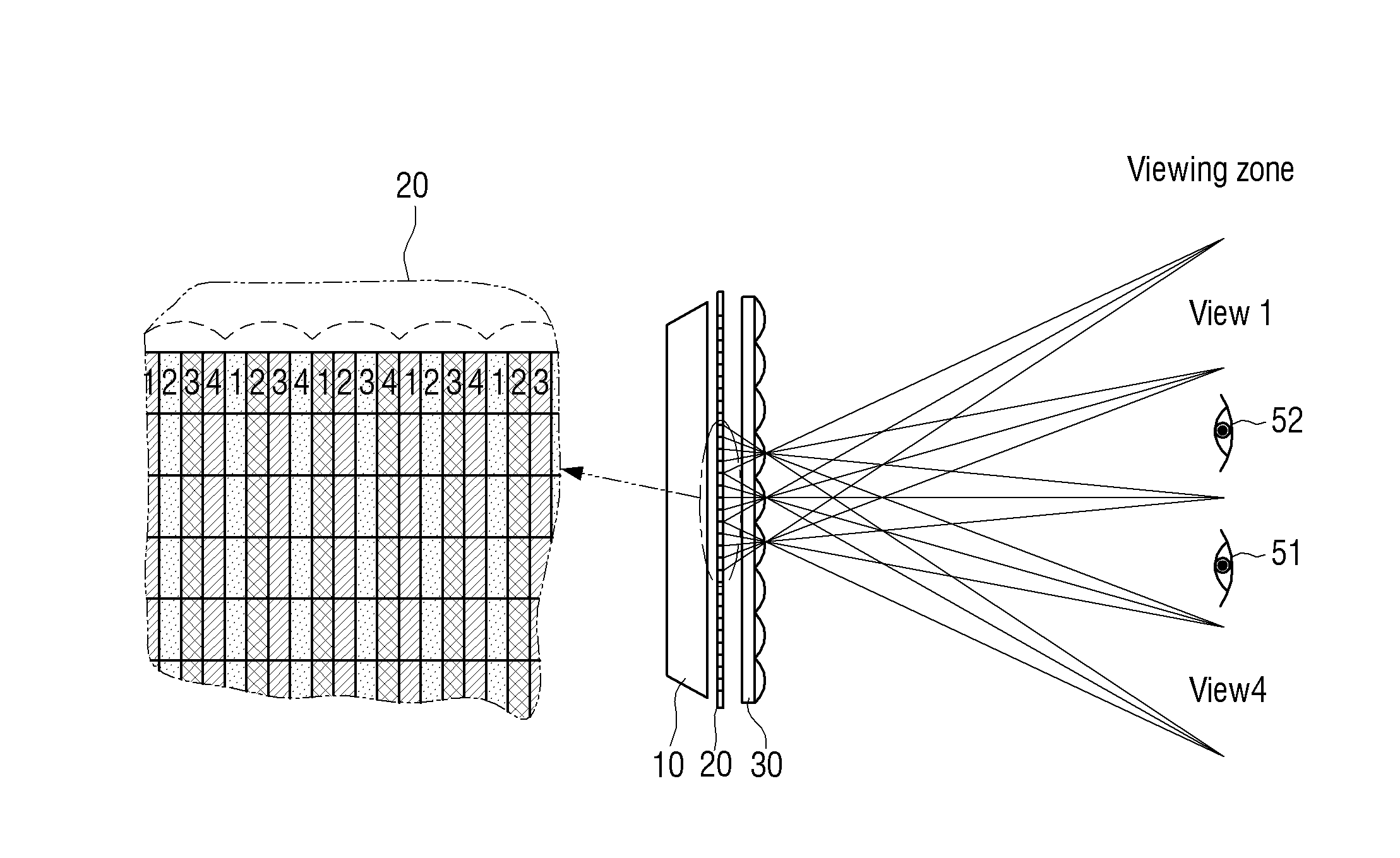 Multiple viewpoint image display device