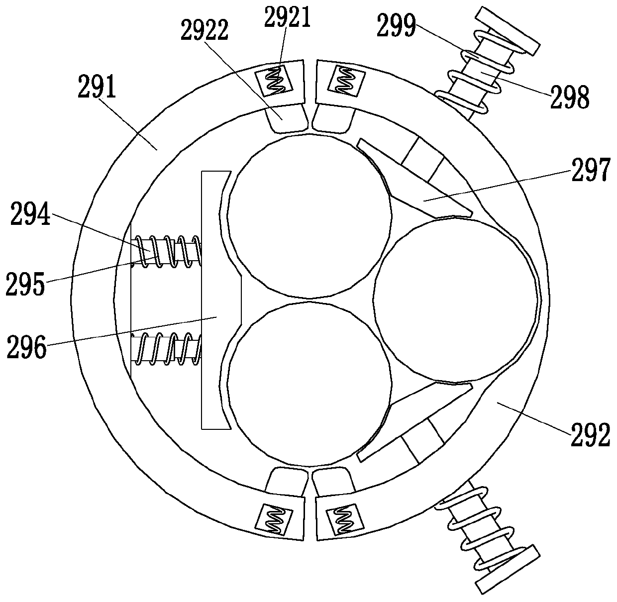 Detection and fixing device for multi-tube optical fiber light guiding bundle