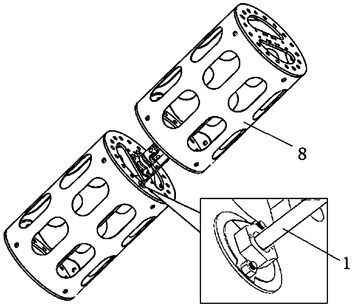 Threading cable centering device, S-shaped mechanical arm and application method of S-shaped mechanical arm