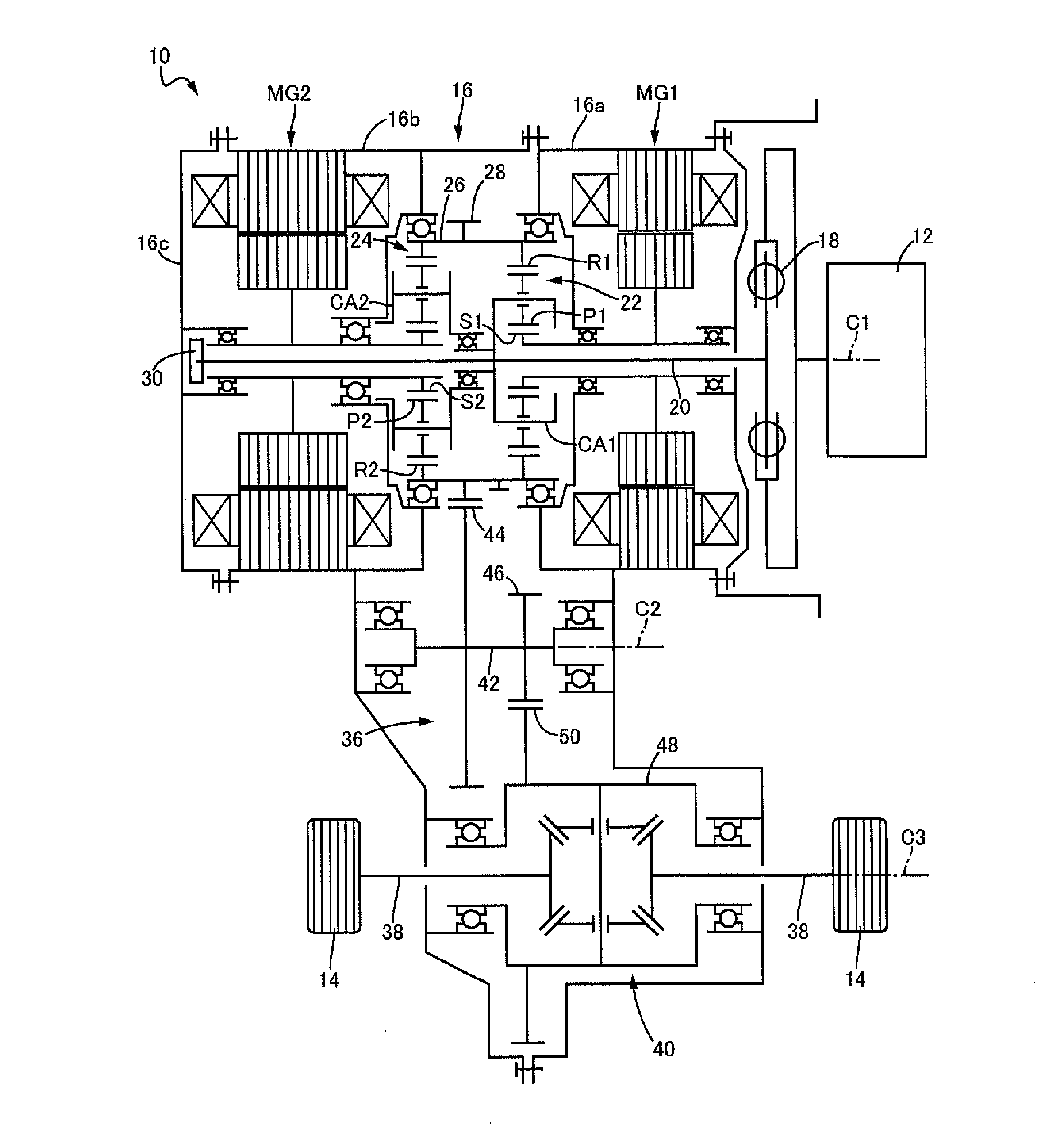 Lubrication device of power transmission device for hybrid vehicle