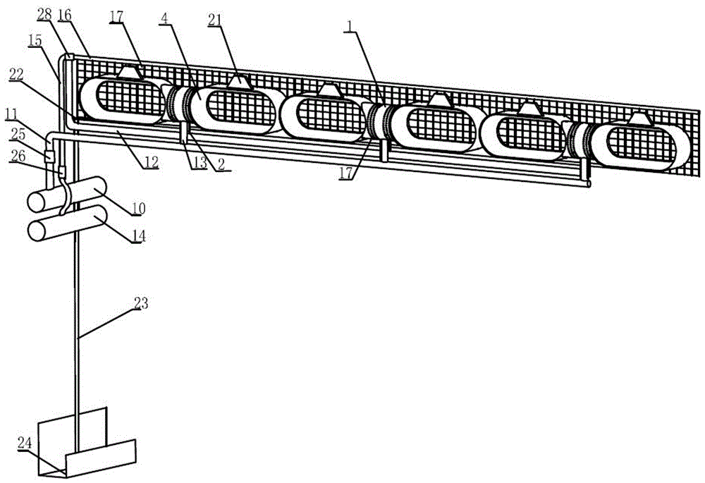 Mining roadway pneumatic dust-removing device