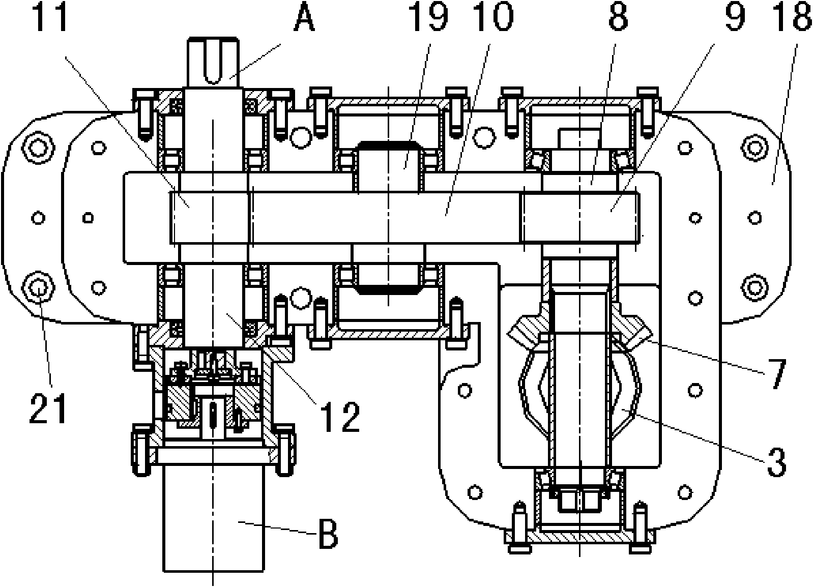 Power transmission method and device for engineering machinery