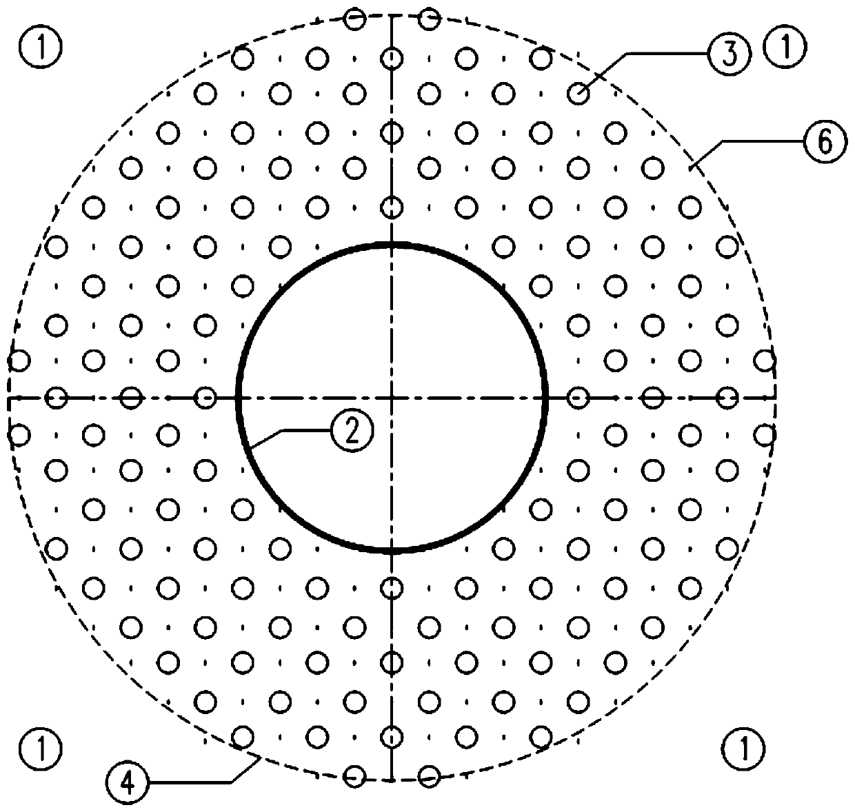 Offshore single pile foundation with compacted grouting reinforcement foundation