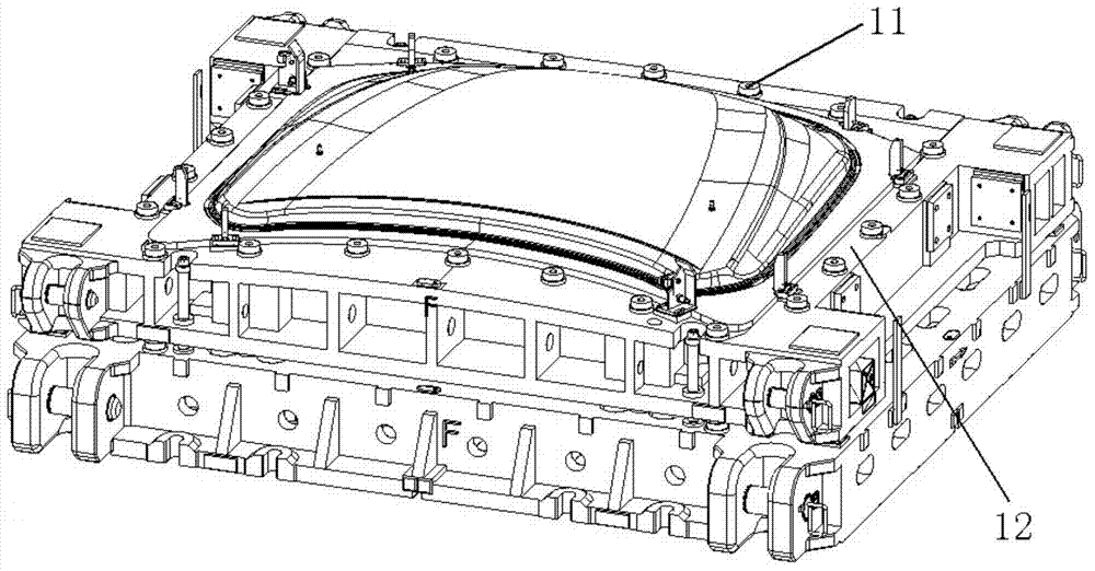 Stamping die and balance block component thereof